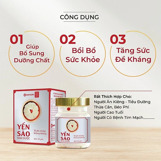 Thực phẩm bổ sung Yến Sào Nam Dược – Tổ yến chưng không đường hộp 1 lọ 70ml