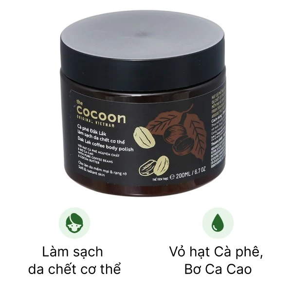 Cà phê Đắk Lắk Cocoon làm sạch da chết trên cơ thể ( 200ml )