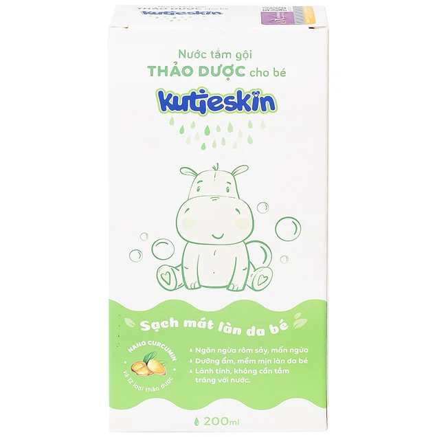 Nước tắm gội Thảo Dược cho bé Kutieskin ngăn ngừa rôm sảy, mẩn ngứa, giúp dưỡng ẩm da bé