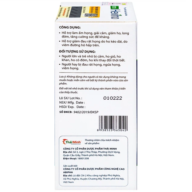 Siro Heviho Thái Minh giảm đau rát họng, giảm ho, long đờm