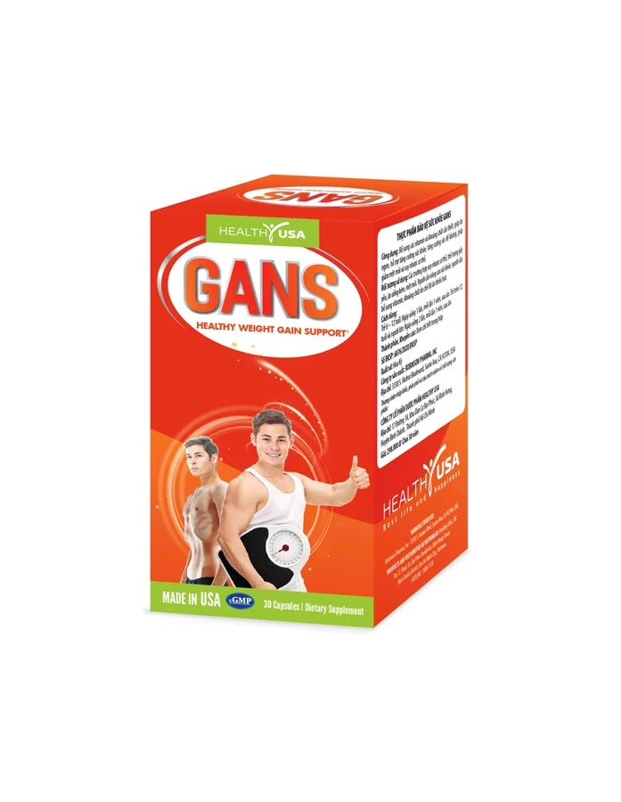 Viên uống Gans Healthy Weight Gain Support giúp bồi bổ cơ thể, tăng cân Lọ 60viên