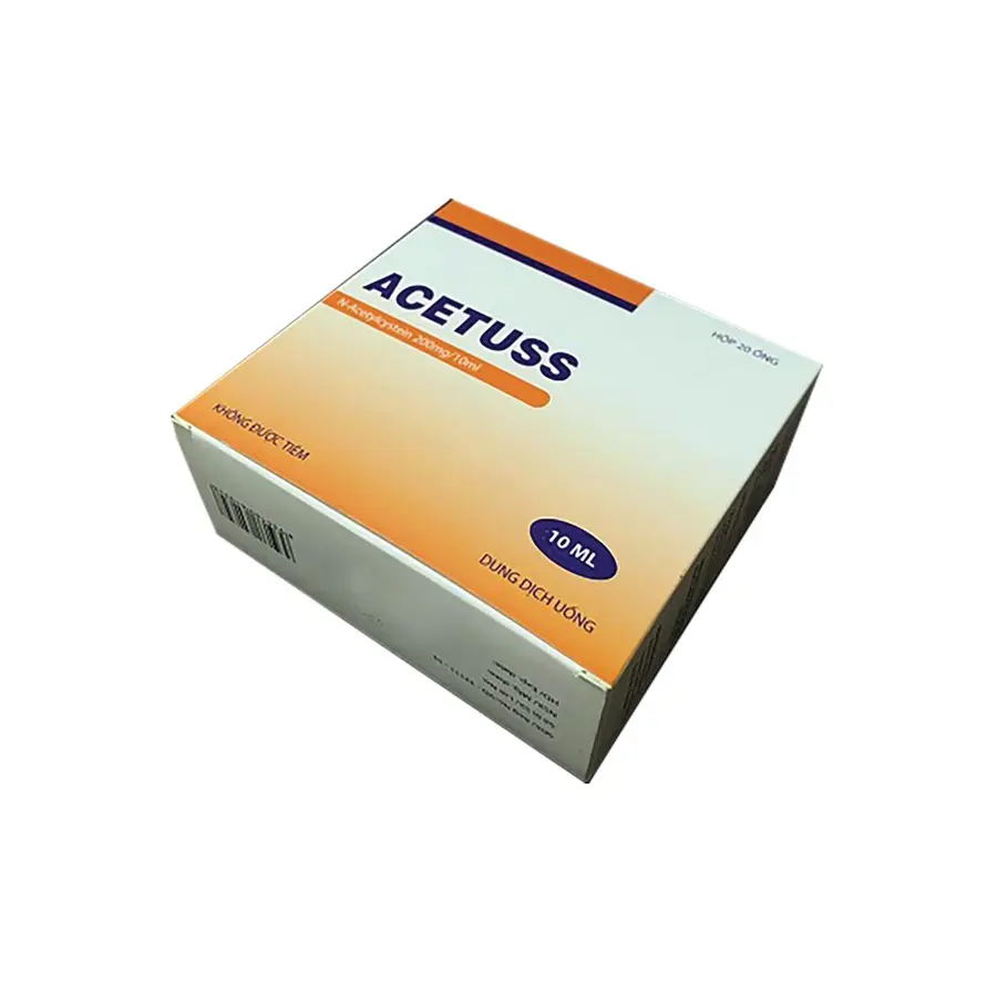 Dung dịch uống Acetuss Hà Nam tiêu nhầy trong bệnh viêm phế quản, bệnh nhầy nhớt (20 ống)