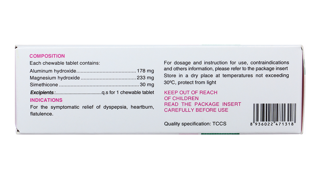 Viên nhai Kremil-S trị đầy hơi, đau dạ dày (10 vỉ x 10 viên)