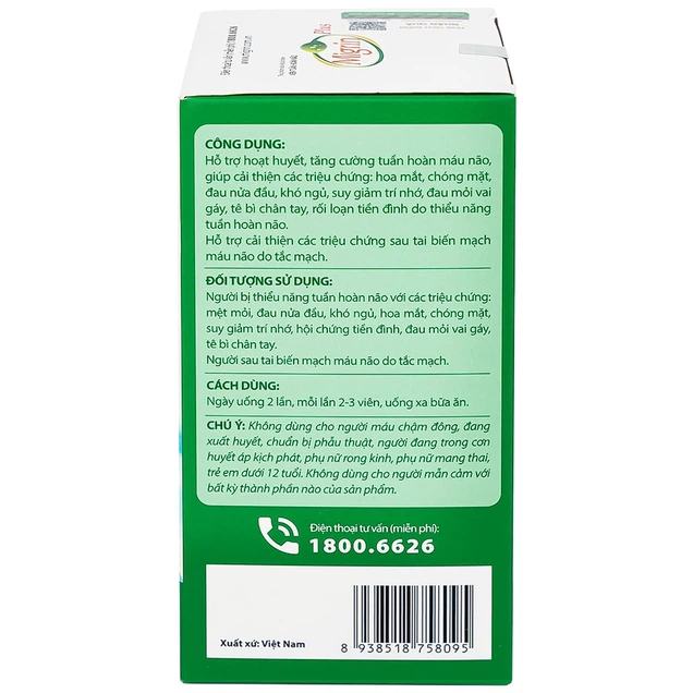 Viên Tuần Hoàn Não Migrin Plus CVI hỗ trợ hoạt huyết, tăng cường tuần hoàn máu não