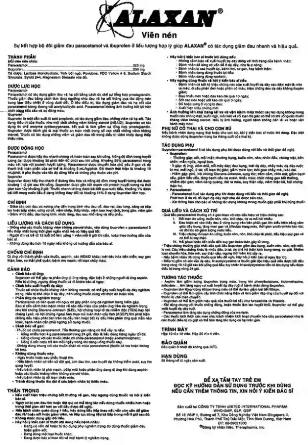 Thuốc Alaxan United giảm các cơn đau cơ xương, nhức đầu, đau bụng kinh, nhức răng