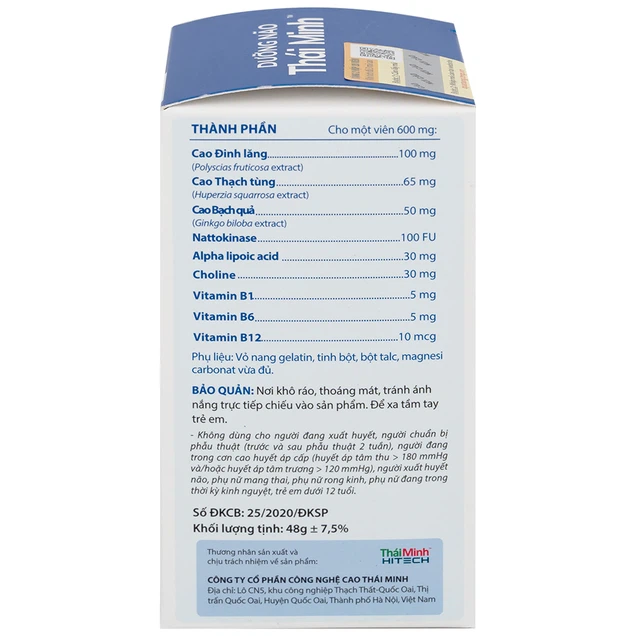 Dưỡng não Thái Minh hỗ trợ hoạt huyết, tăng cường lưu thông máu não