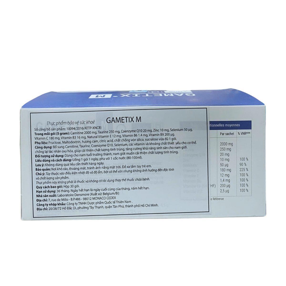 Gametix M tăng cường khả năng sinh sản nam giới