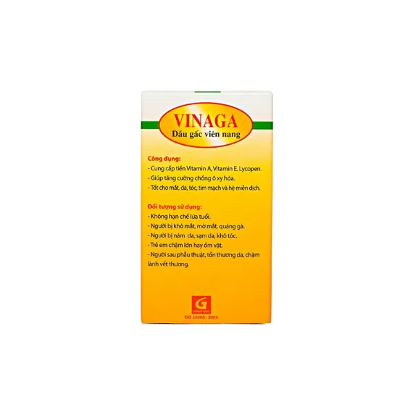 Viên uống Dầu Gấc Vinaga giúp cung cấp vitamin, chất chống oxy hóa (100 viên)