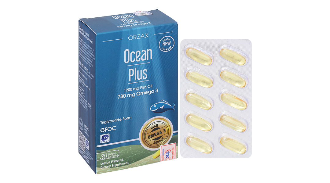 Dầu cá Ocean Plus hỗ trợ tăng cường sức khỏe não bộ, mắt, tim mạch hộp 30 viên