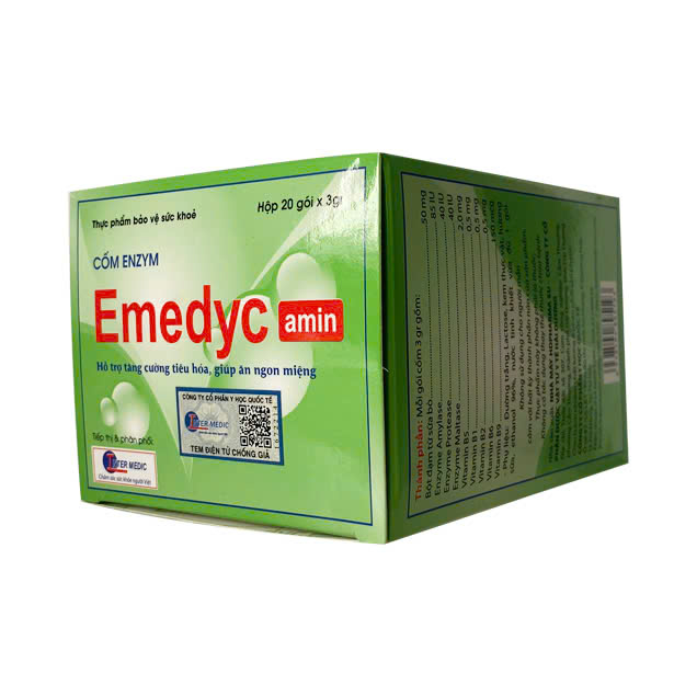 Cốm enzym Emedyc Amin bổ sung men tiêu hóa, vitamin hộp 20 gói x 3g
