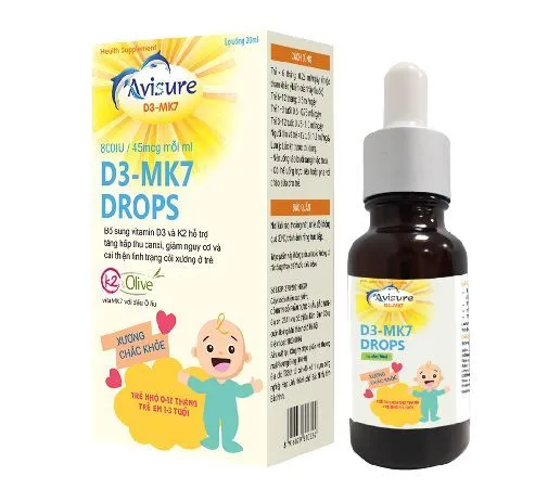 Avisure D3-MK7 Drops.Bổ Sung Vitamin D3,K2 Giúp Bé Hấp Thu Canxi,Phát Triển Chiều Cao