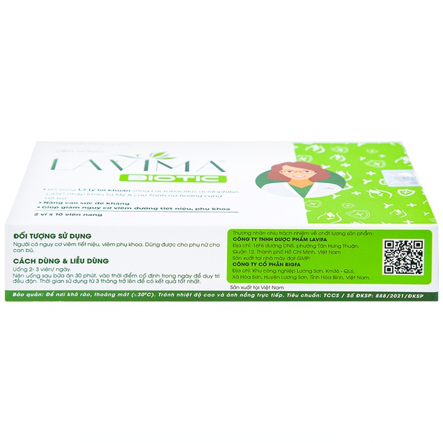 Viên uống Lavima Biotic bổ sung lợi khuẩn, hỗ trợ tăng sức đề kháng (2 vỉ x 10 viên)