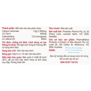 Thuốc Abricotis Probiotec hỗ trợ sức khỏe xương, cơ bắp, bổ sung canxi (6 vỉ x 10 viên)