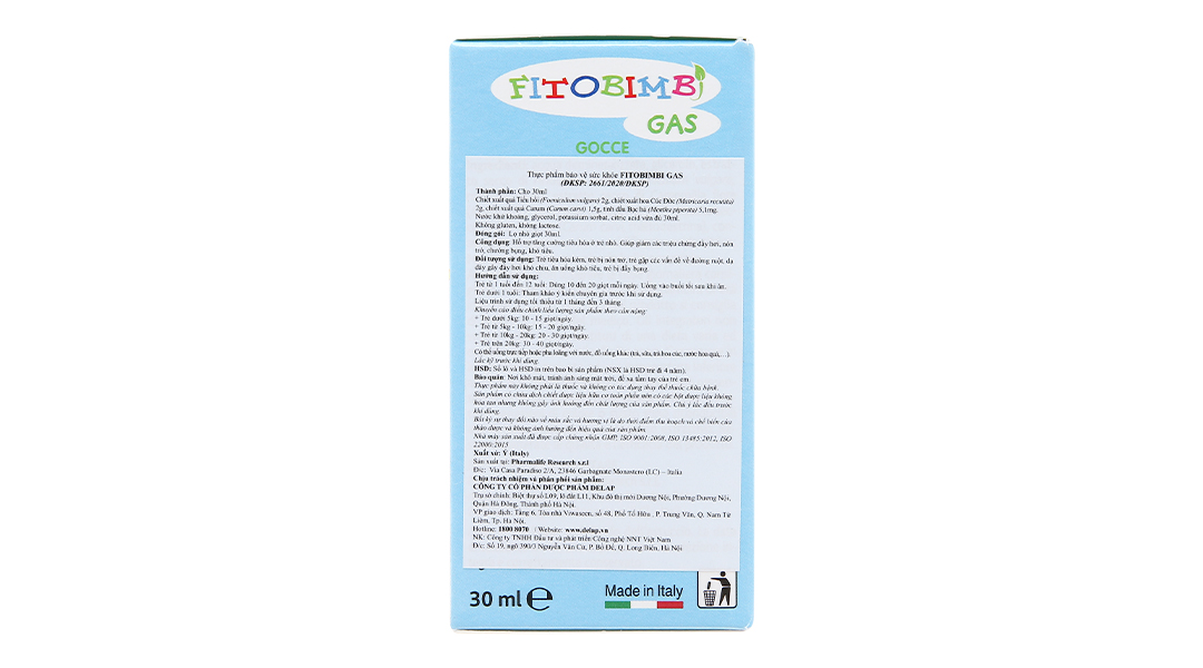 Fitobimbi Gas - Hỗ trợ giảm đầy hơi, nôn trớ, khó tiêu ở trẻ