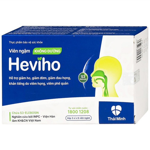 Viên ngậm không đường Heviho Thái Minh hỗ trợ giảm ho, giảm đờm, giảm đau họng