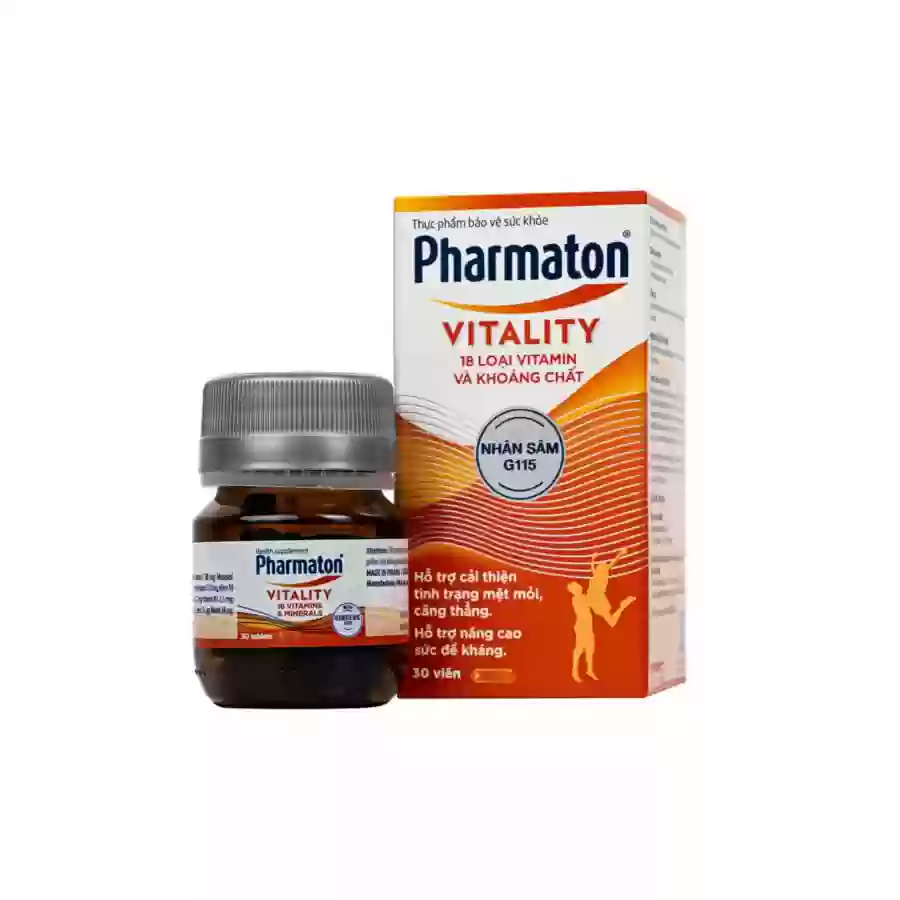 Viên uống bổ sung năng lượng Pharmaton Vitality- -18 vitamin+Nhân sâm G115 -  hỗ trợ cải thiện tình trạng mệt mỏi, căng thẳng, nâng cao sức đề kháng (30 viên)