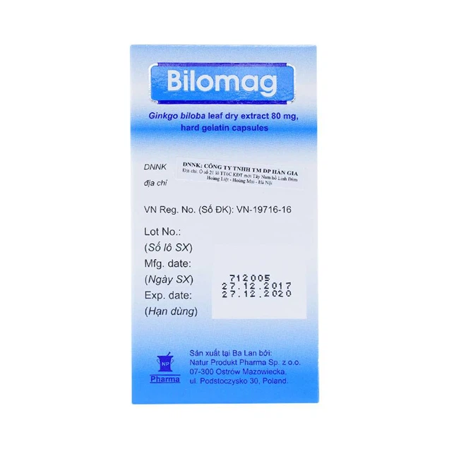 Thuốc Bilomag 80mg Natur Produkt Pharma điều trị suy tuần hoàn não, giảm chú ý tập trung