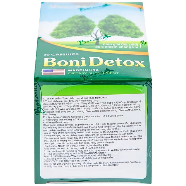 Viên uống BoniDetox Botania chống oxy hóa, hỗ trợ bảo vệ phổi