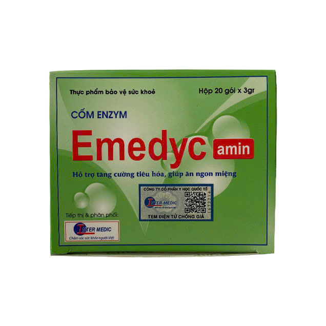 Cốm enzym Emedyc Amin bổ sung men tiêu hóa, vitamin hộp 20 gói x 3g