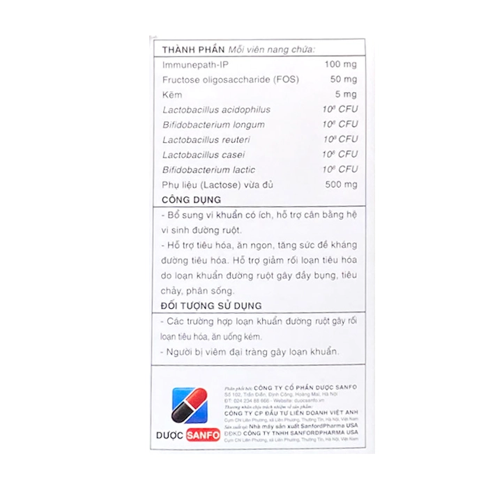Viên uống vi sinh BIOLACT SANFO hỗ trợ viêm đại tràng, rối loạn tiêu hóa
