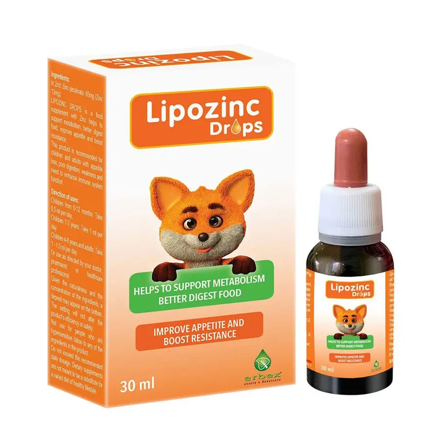 Lipozinc Drops Erbex - Bổ sung kẽm hữu cơ giúp bé ăn ngon, tăng đề kháng
