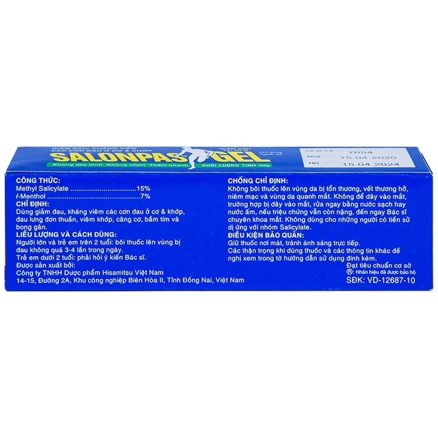 Gel Salonpas giảm đau, kháng viêm các cơn đau cơ, khớp