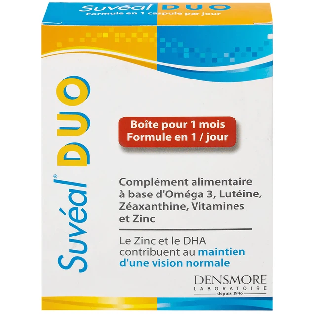 Viên uống Suvéal Duo Densmore Laboratoire bổ sung Omega 3, hỗ trợ cho sự phát triển não bộ và thị giác (2 vỉ x 15 viên)