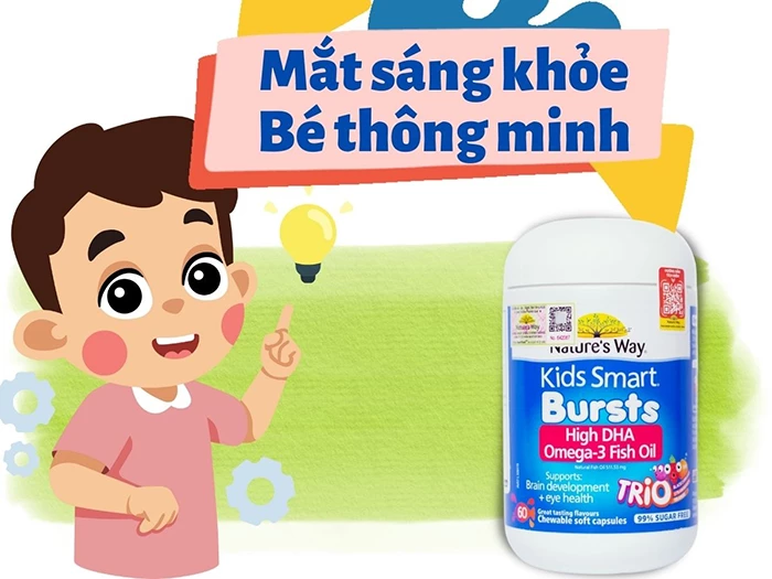 Nature's Way Kids Bursts Smart High DHA Omega-3 Fish Oil Trio dành cho bé từ 6 tháng tuổi